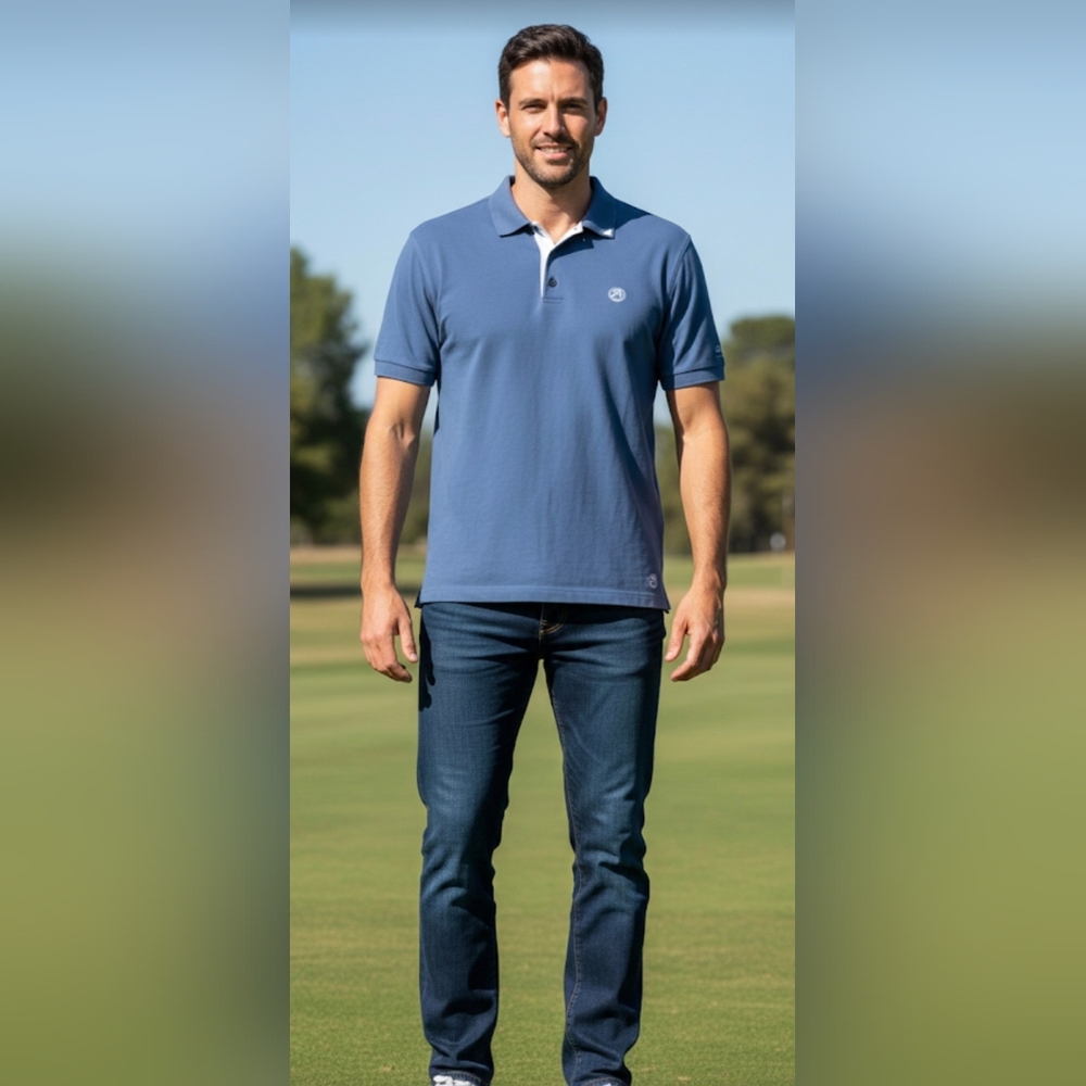 Gray Goose Collection Logo Blue Ahead Soft Cotton Polo Shirt Mens Medium